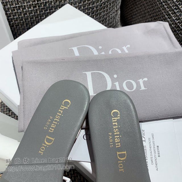 DIOR女鞋 迪奧2021專櫃新款磨砂新大底涼拖 Dior一字型刺繡平拖  naq1503